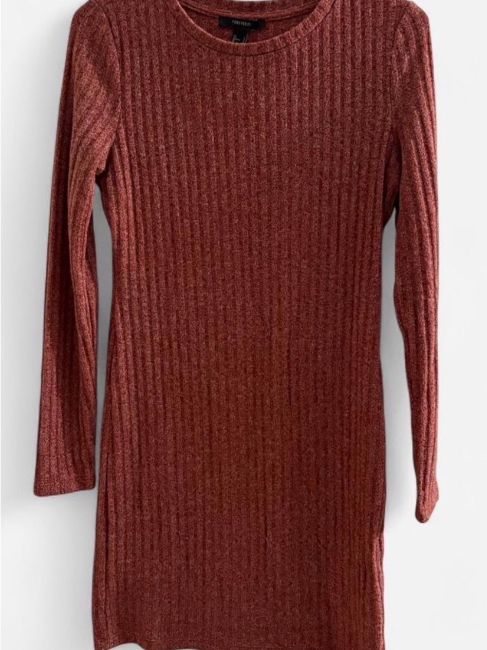 Forever 21 Rust Ribbed Crew Neck Sweater Dress